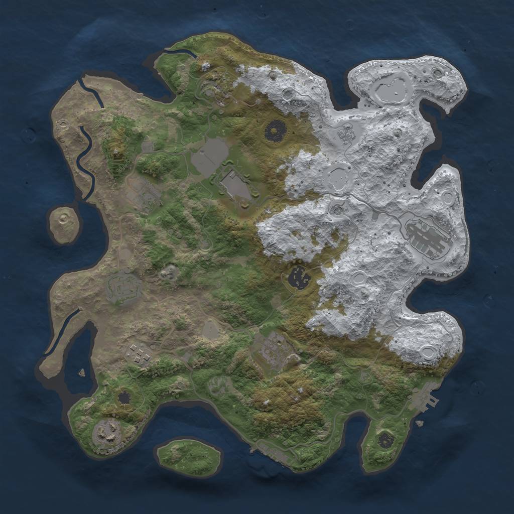 Rust Map: Procedural Map, Size: 3500, Seed: 2637670, 18 Monuments