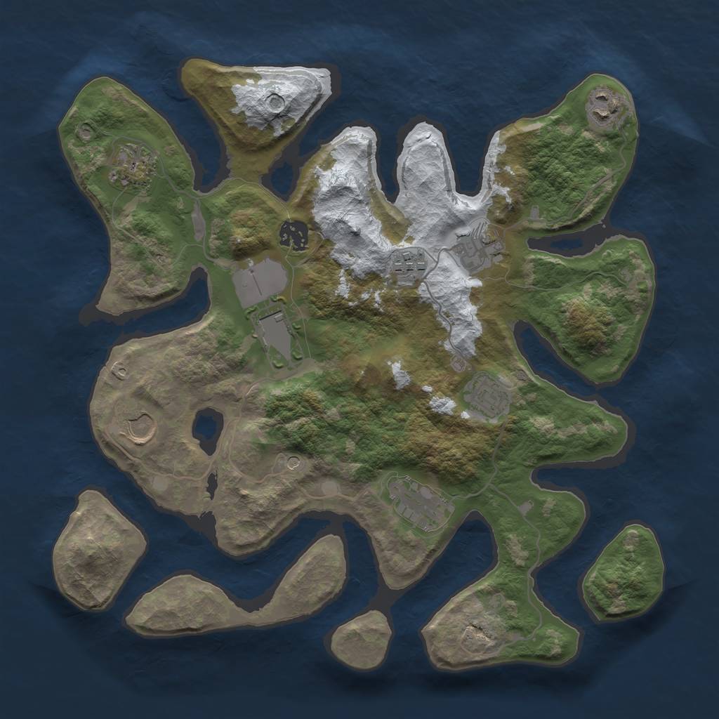 Rust Map: Barren, Size: 3500, Seed: 860720901, 12 Monuments