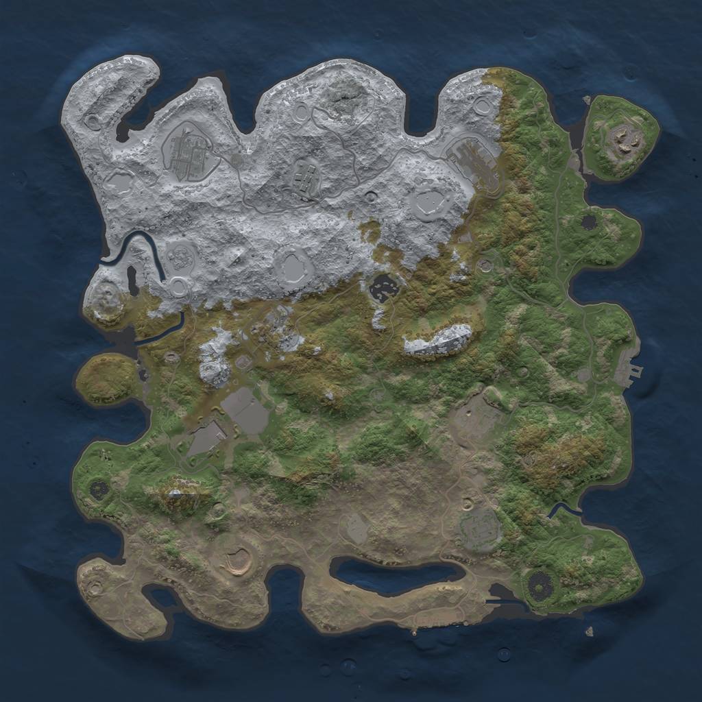 Rust Map: Procedural Map, Size: 3850, Seed: 1473618343, 19 Monuments