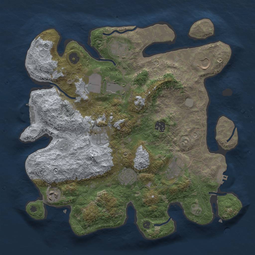 Rust Map: Procedural Map, Size: 3500, Seed: 146825, 17 Monuments