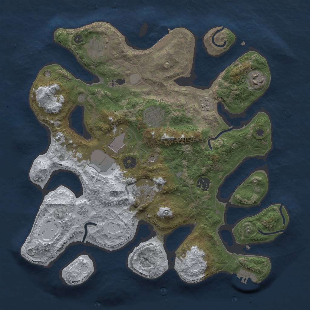 Rust Map: Procedural Map, Size: 3500, Seed: 371597, 16 Monuments