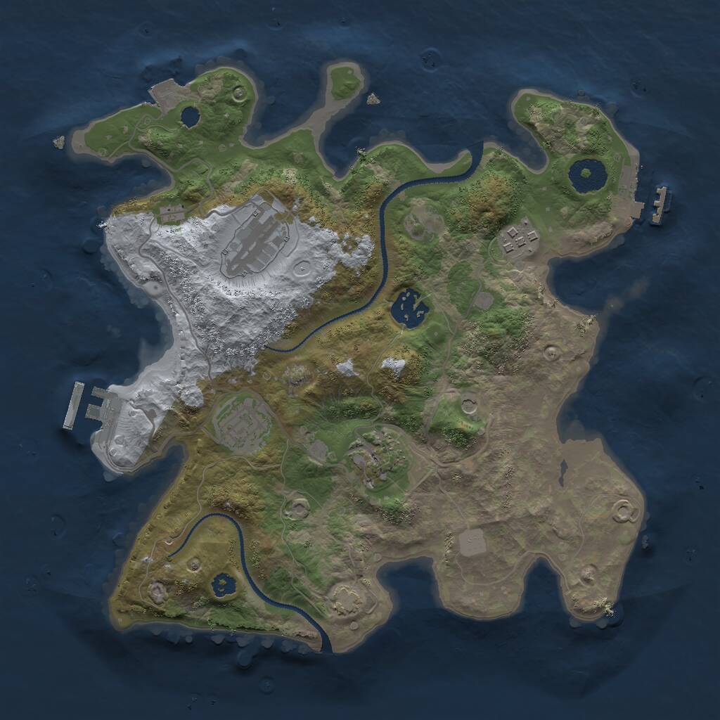 Rust Map: Procedural Map, Size: 3000, Seed: 12513831, 10 Monuments