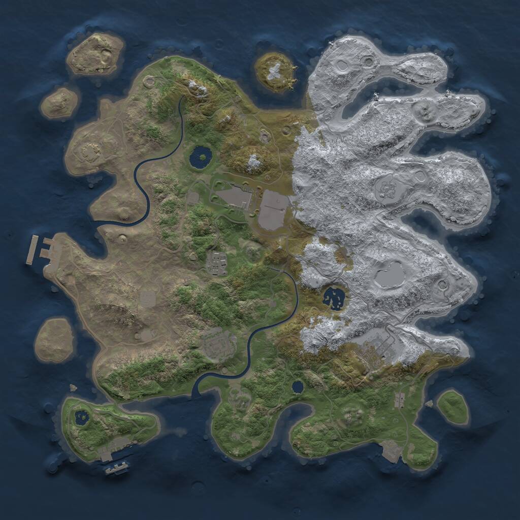 Rust Map: Procedural Map, Size: 3500, Seed: 4730692, 11 Monuments