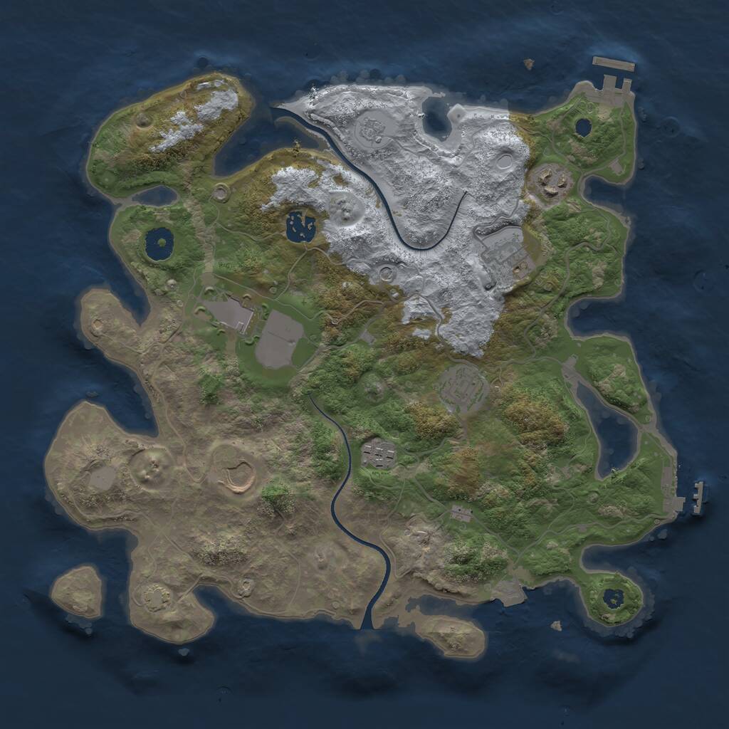 Rust Map: Procedural Map, Size: 3500, Seed: 2772401, 13 Monuments