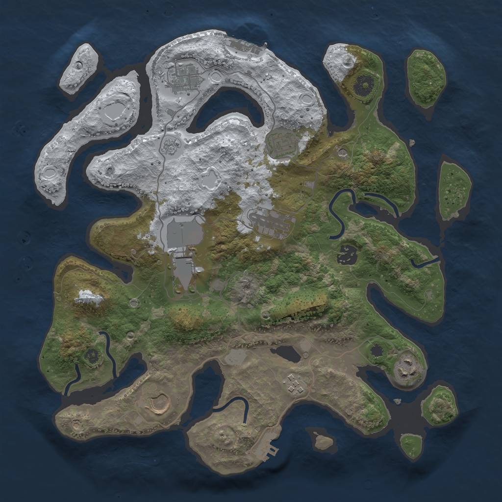 Rust Map: Procedural Map, Size: 3600, Seed: 58484888, 17 Monuments