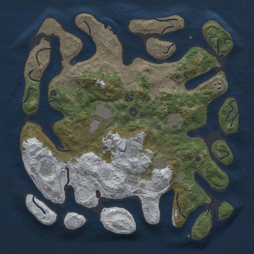 Rust Map: Procedural Map, Size: 4136, Seed: 23333, 16 Monuments