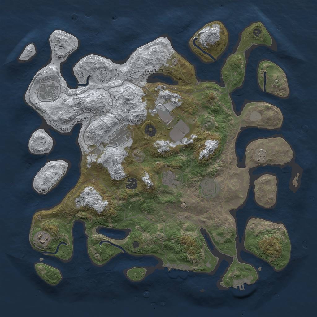 Rust Map: Procedural Map, Size: 4000, Seed: 1393725, 17 Monuments