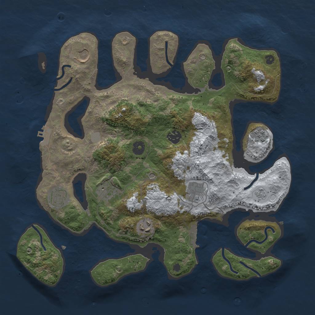 Rust Map: Procedural Map, Size: 3500, Seed: 3781610, 16 Monuments