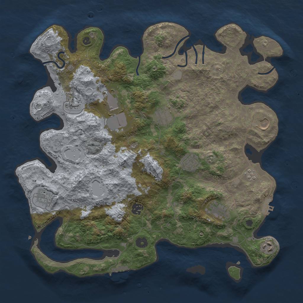 Rust Map: Procedural Map, Size: 3950, Seed: 1933014486, 17 Monuments