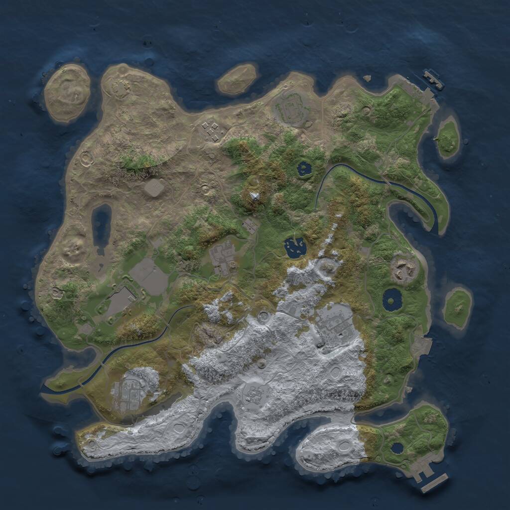 Rust Map: Procedural Map, Size: 3500, Seed: 1145325, 14 Monuments