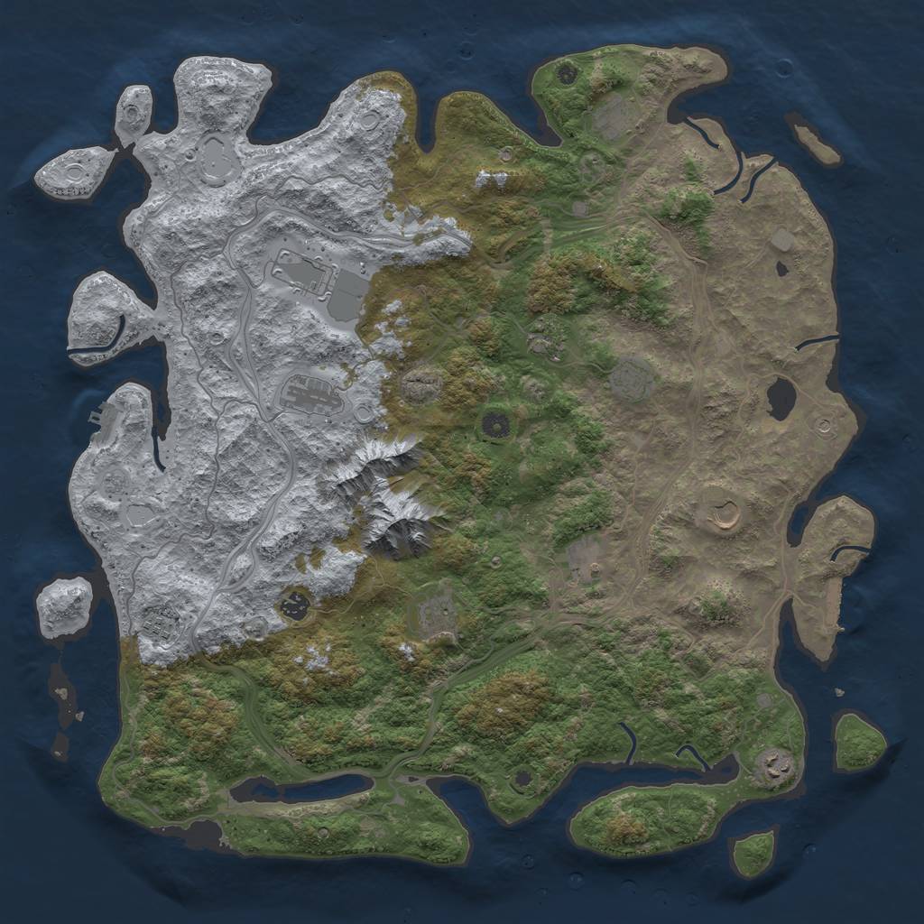 Rust Map: Procedural Map, Size: 5000, Seed: 335917826, 20 Monuments