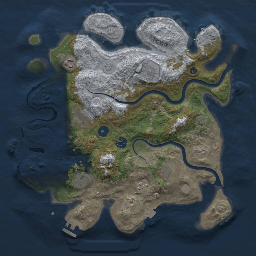 Rust Map: Procedural Map, Size: 3500, Seed: 470577, 13 Monuments