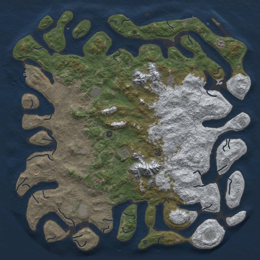 Rust Map: Procedural Map, Size: 6000, Seed: 1205072504, 20 Monuments