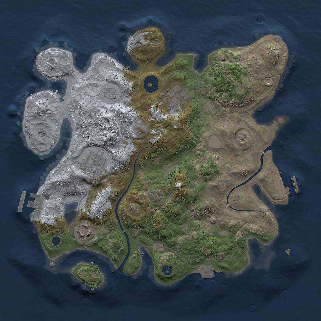 Rust Map: Procedural Map, Size: 3000, Seed: 1919169824, 9 Monuments