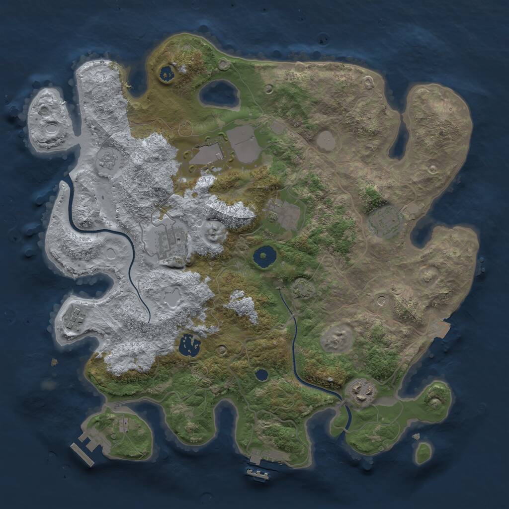 Rust Map: Procedural Map, Size: 3500, Seed: 17234296, 13 Monuments
