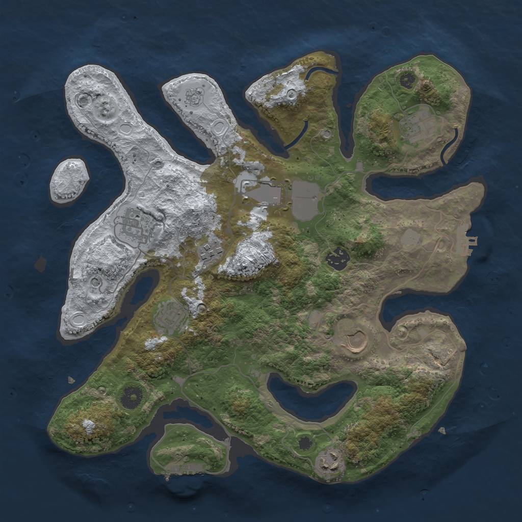 Rust Map: Procedural Map, Size: 3500, Seed: 3107425, 17 Monuments