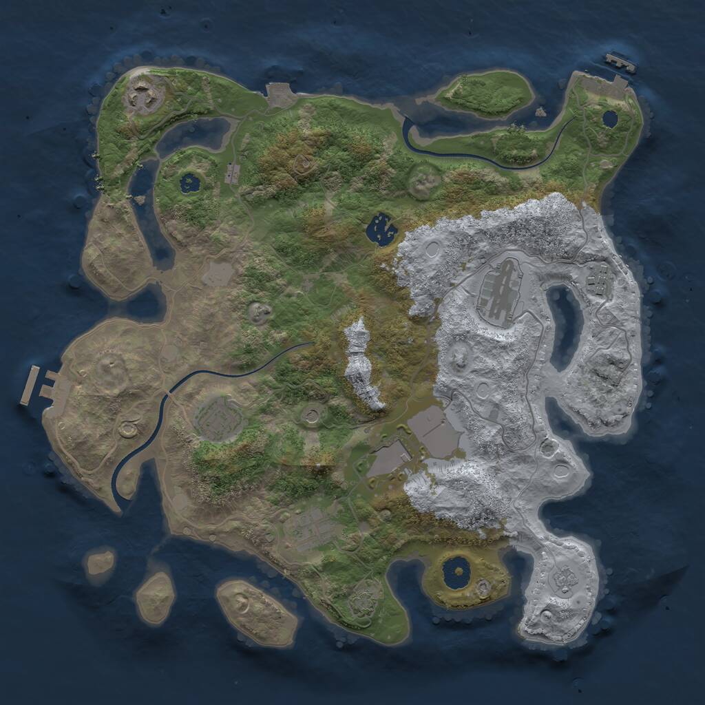 Rust Map: Procedural Map, Size: 3500, Seed: 472958, 13 Monuments