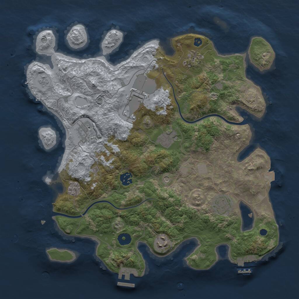 Rust Map: Procedural Map, Size: 3500, Seed: 5423279, 14 Monuments