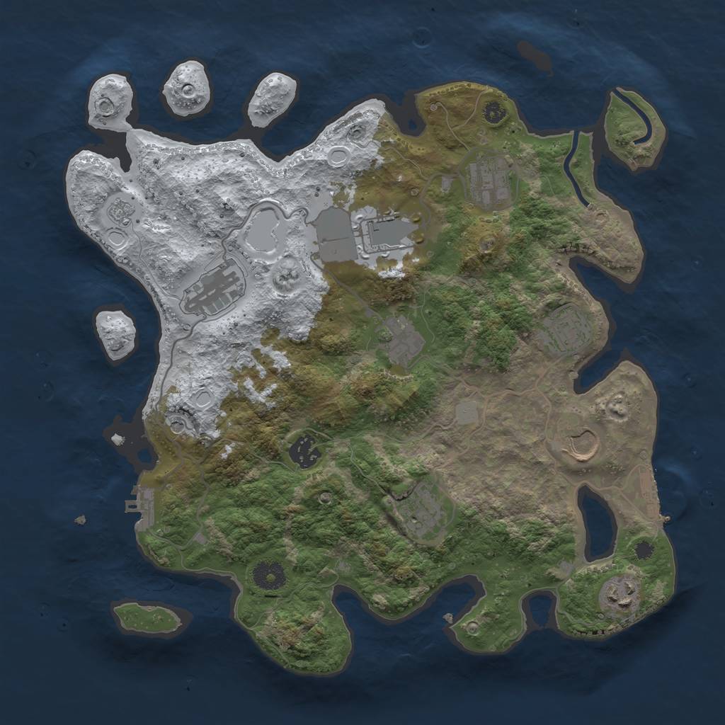Rust Map: Procedural Map, Size: 3500, Seed: 5423279, 18 Monuments