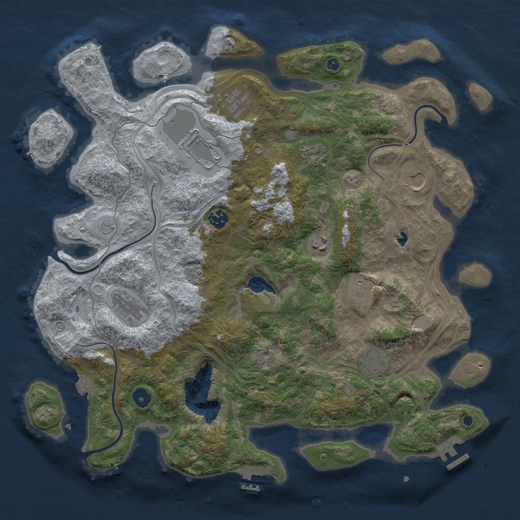 Rust Map: Procedural Map, Size: 4250, Seed: 966781850, 16 Monuments