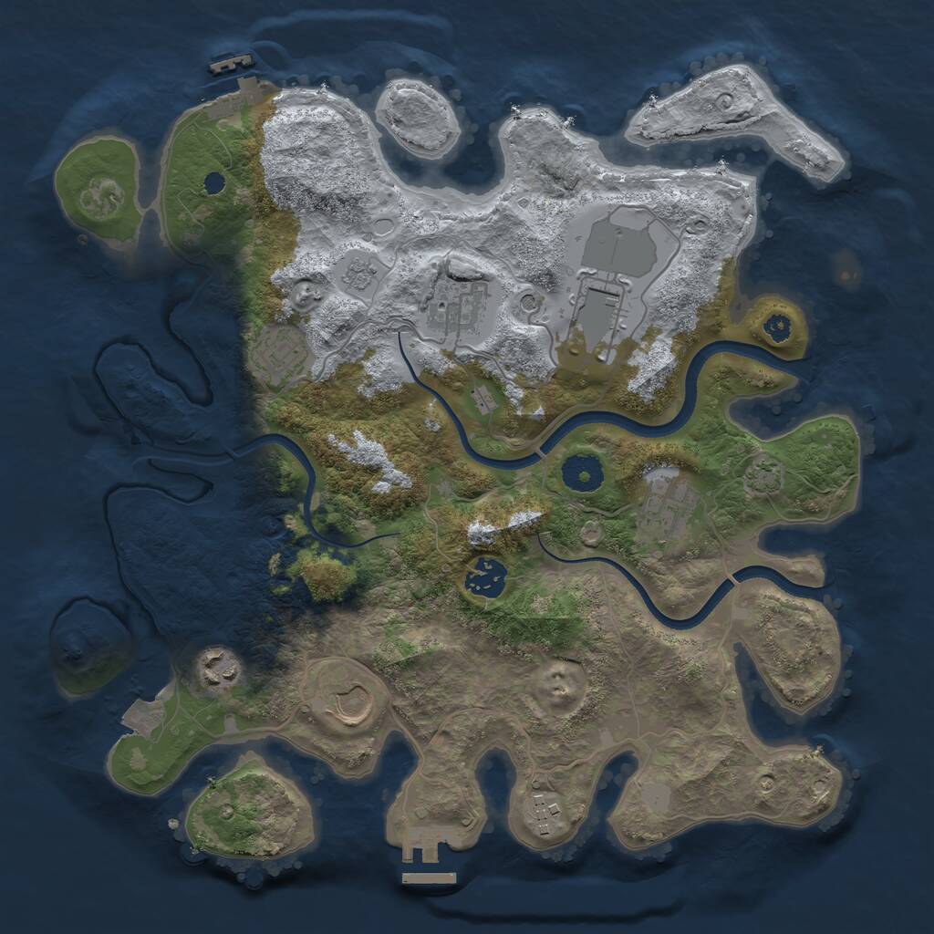 Rust Map: Procedural Map, Size: 3500, Seed: 493407, 14 Monuments