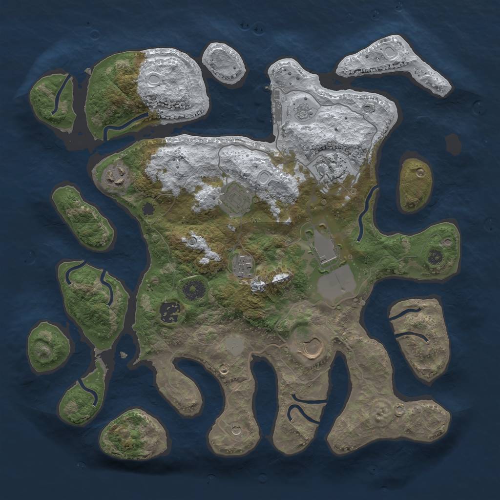 Rust Map: Procedural Map, Size: 3500, Seed: 493407, 15 Monuments