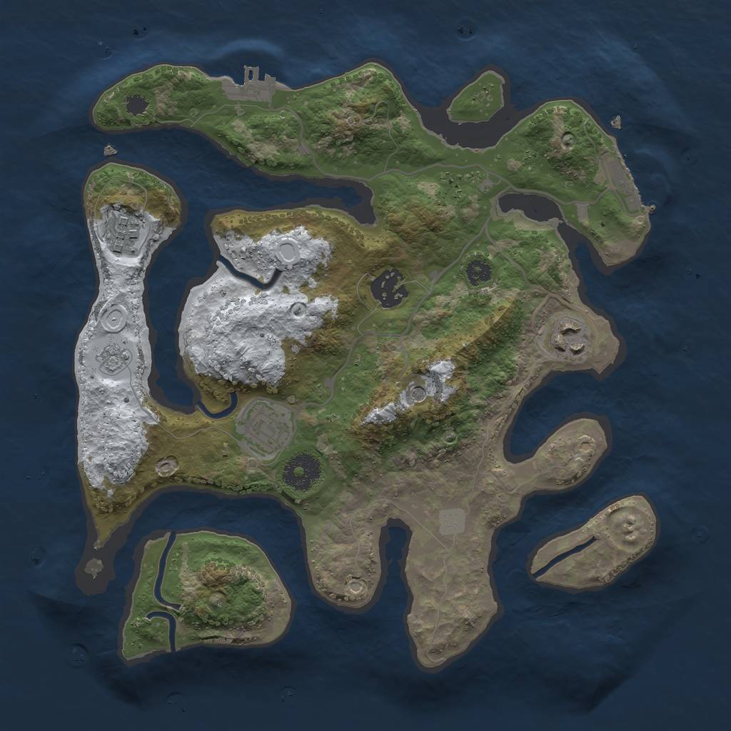 Rust Map: Procedural Map, Size: 3000, Seed: 36537, 13 Monuments