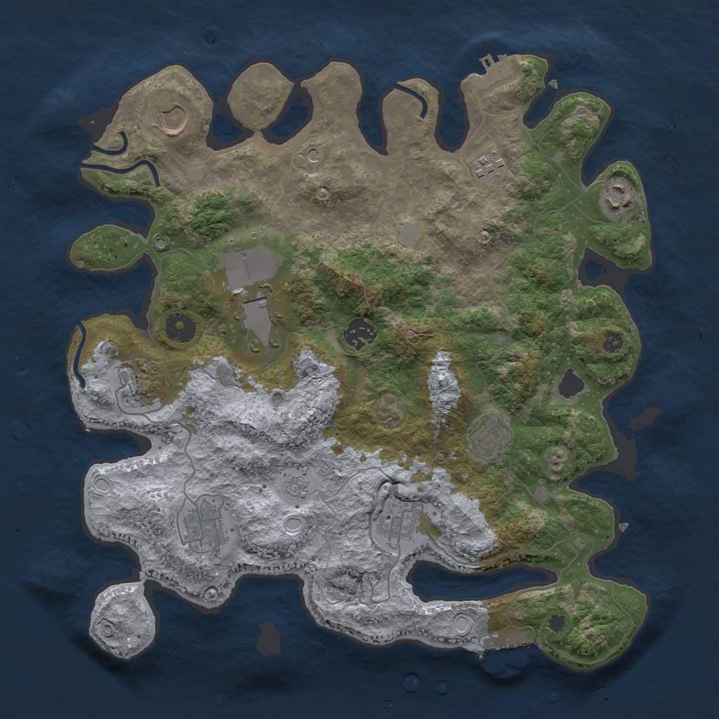 Rust Map: Procedural Map, Size: 3600, Seed: 5749333, 18 Monuments