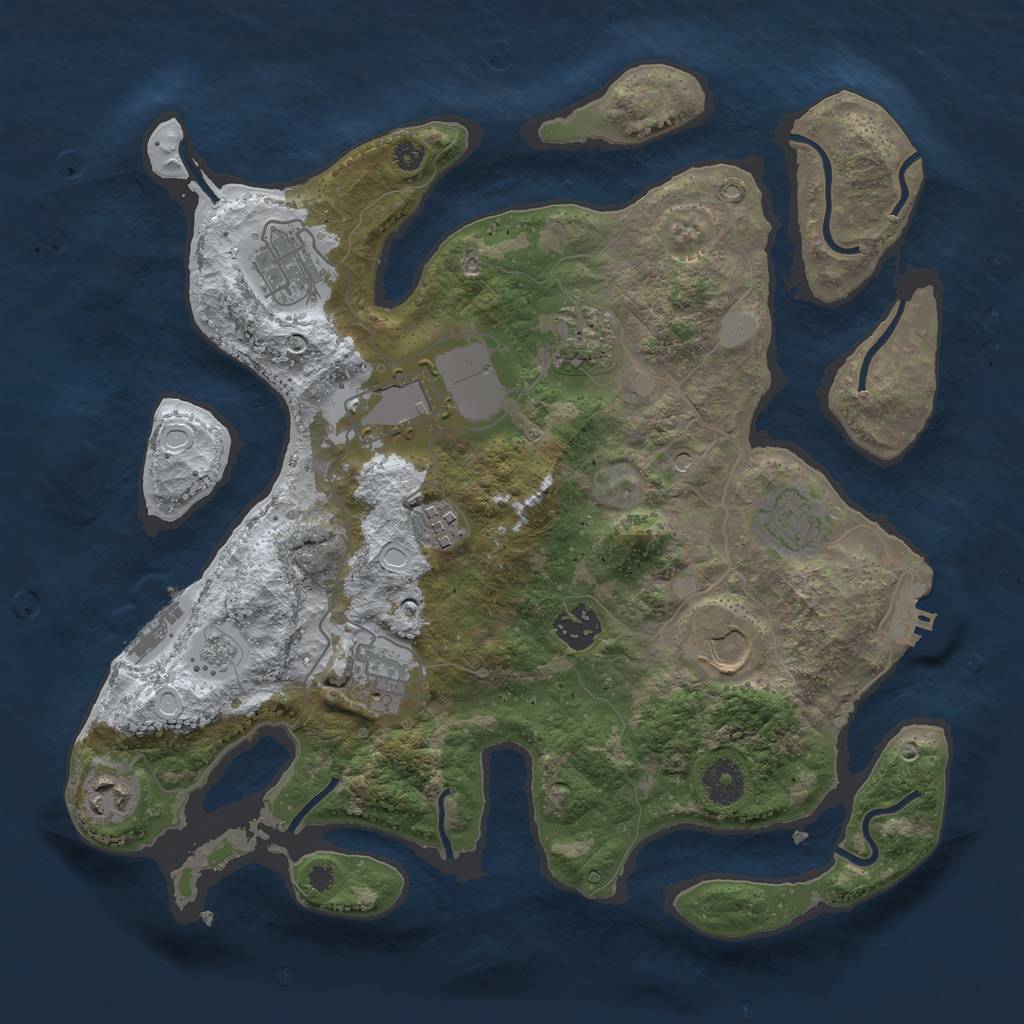 Rust Map: Procedural Map, Size: 3500, Seed: 5402192, 18 Monuments