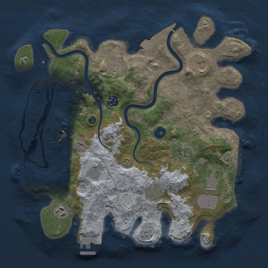 Rust Map: Procedural Map, Size: 3500, Seed: 6151657, 15 Monuments