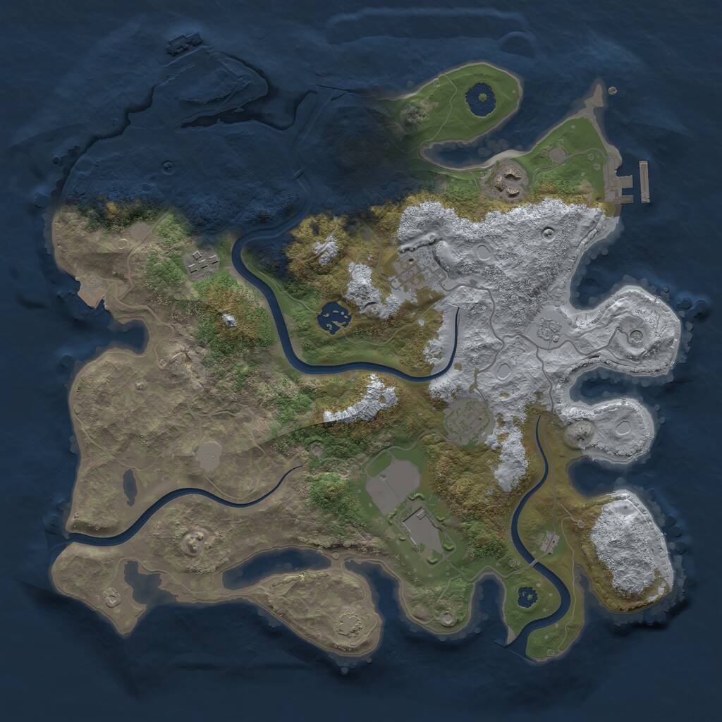Rust Map: Procedural Map, Size: 3500, Seed: 3338134, 12 Monuments