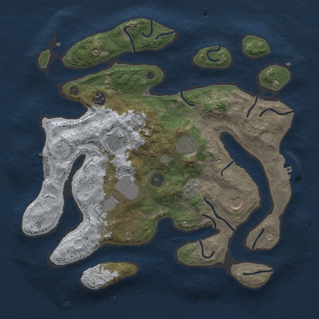 Rust Map: Procedural Map, Size: 3500, Seed: 5777542, 15 Monuments