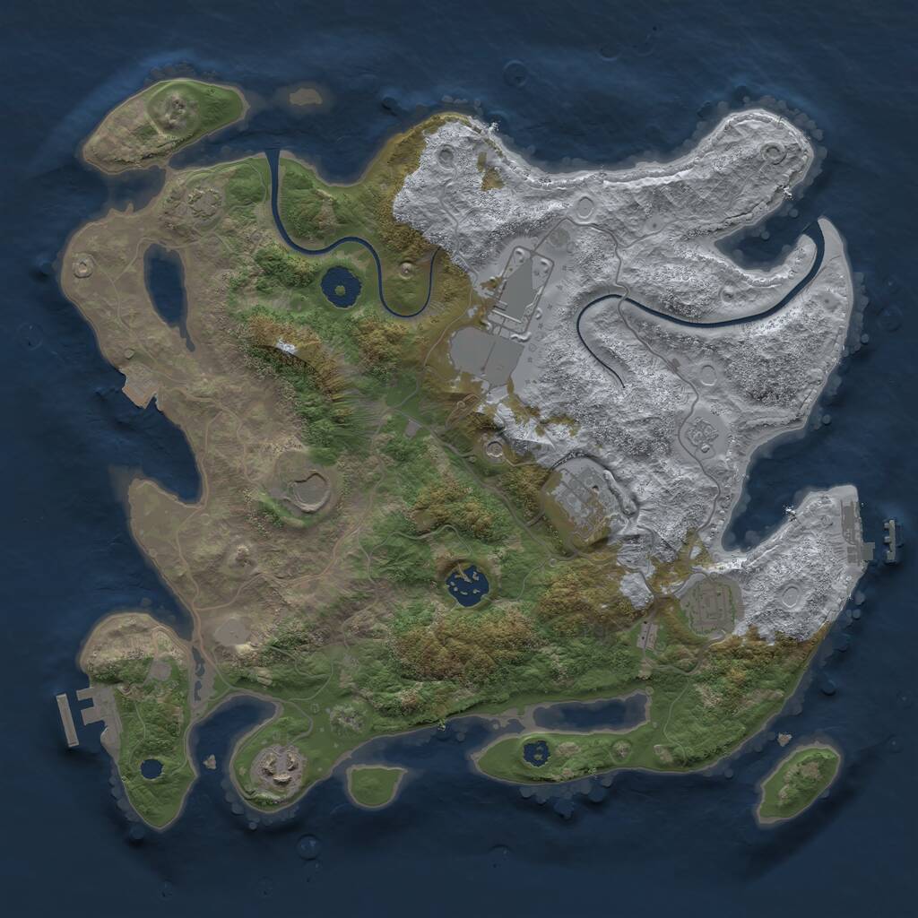 Rust Map: Procedural Map, Size: 3500, Seed: 1265250934, 12 Monuments