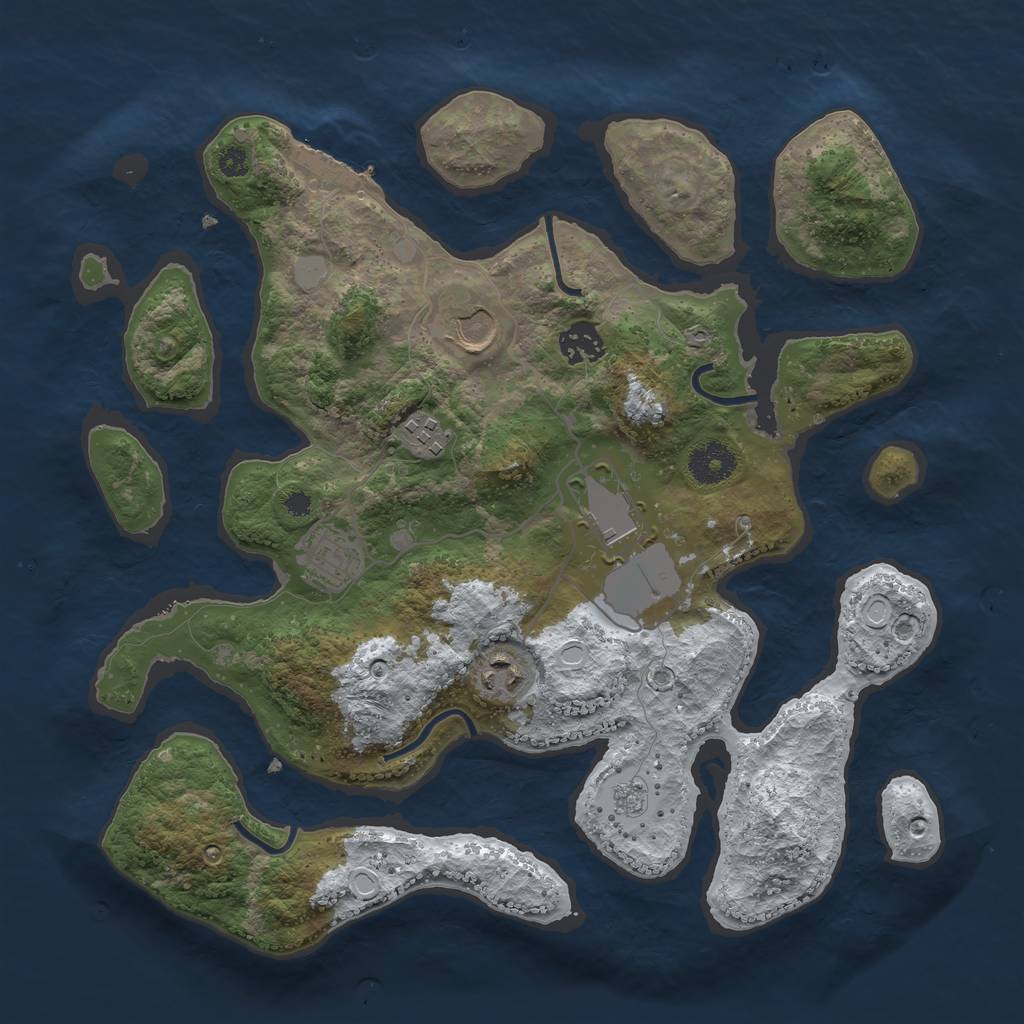 Rust Map: Procedural Map, Size: 3500, Seed: 308894, 13 Monuments