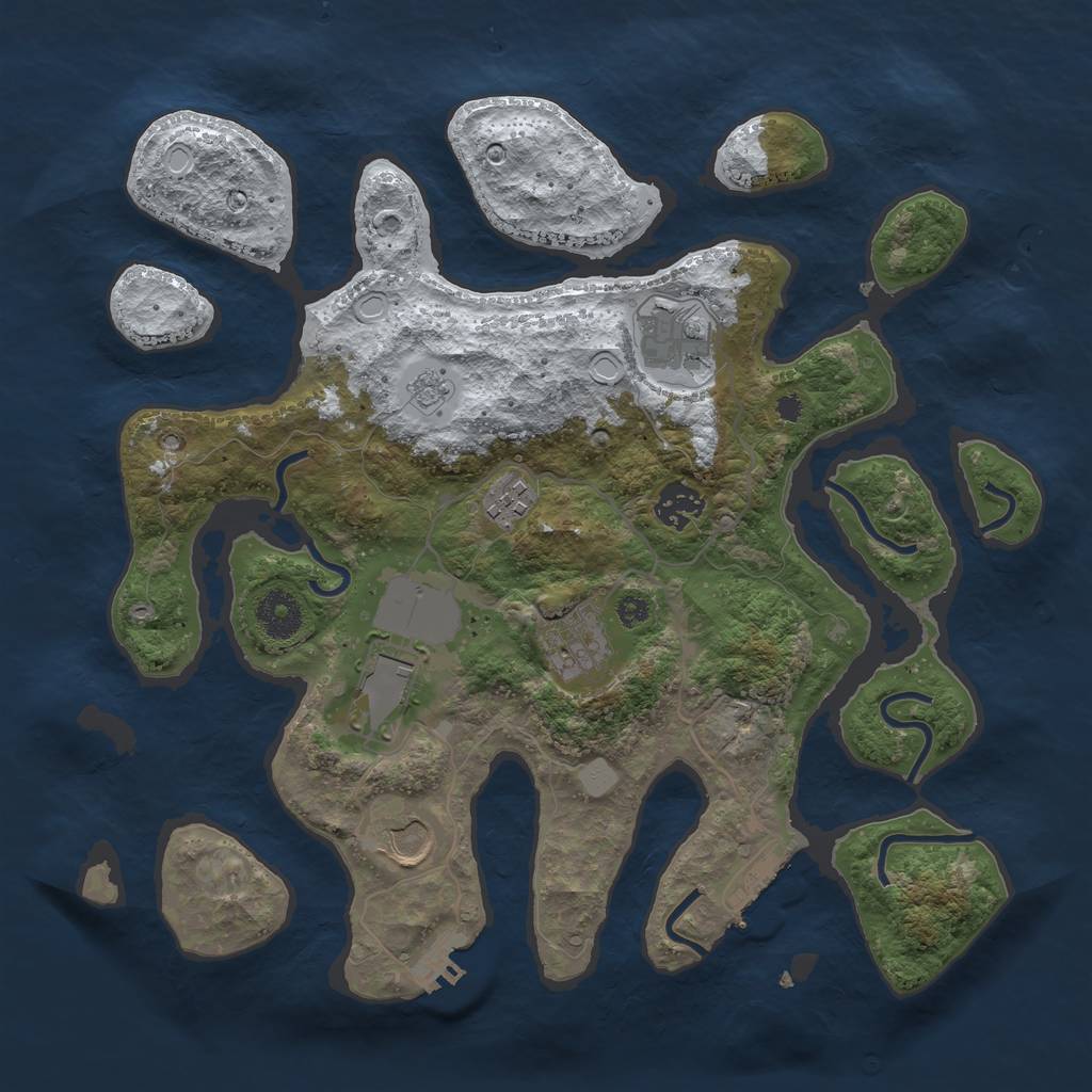 Rust Map: Procedural Map, Size: 3500, Seed: 5804201, 14 Monuments
