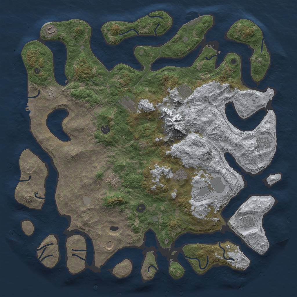 Rust Map: Procedural Map, Size: 5000, Seed: 352453104, 20 Monuments