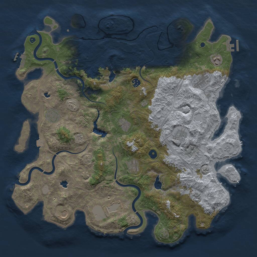 Rust Map: Procedural Map, Size: 4500, Seed: 9124, 17 Monuments