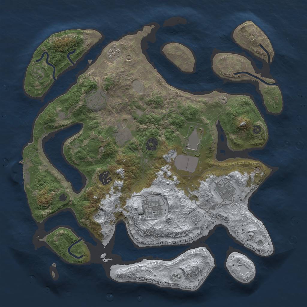 Rust Map: Procedural Map, Size: 3500, Seed: 1324186, 15 Monuments