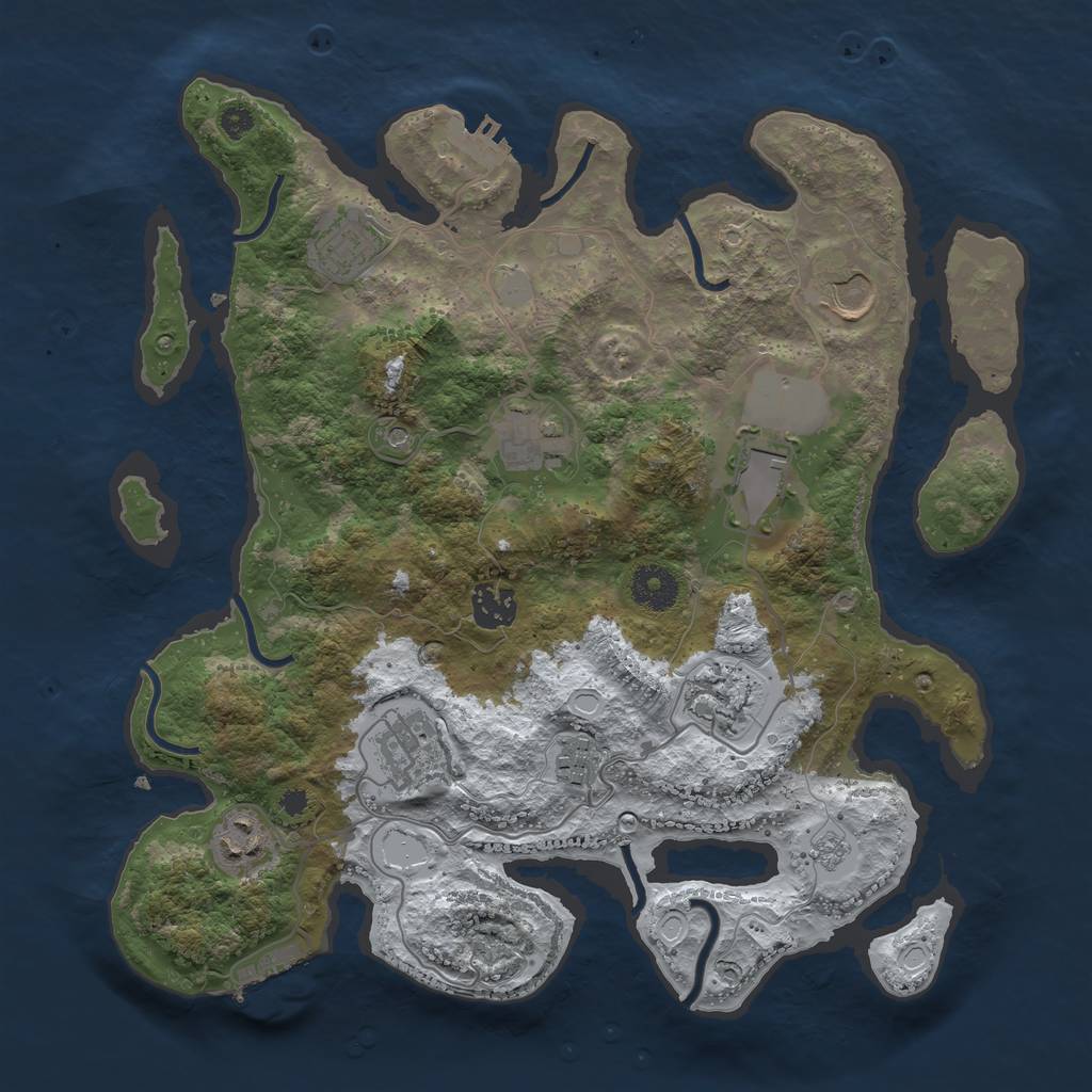 Rust Map: Procedural Map, Size: 3500, Seed: 2168894, 18 Monuments