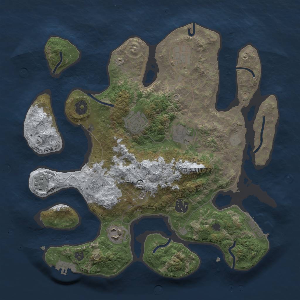 Rust Map: Procedural Map, Size: 3251, Seed: 8145, 15 Monuments