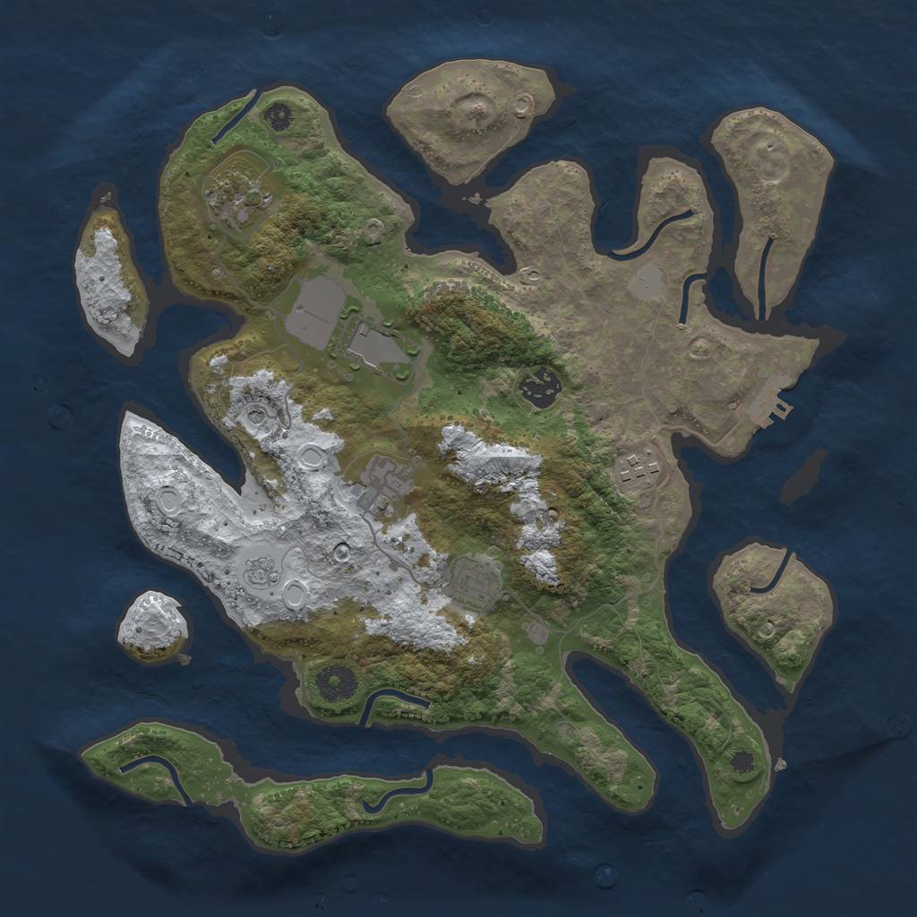 Rust Map: Procedural Map, Size: 3500, Seed: 3632308, 14 Monuments