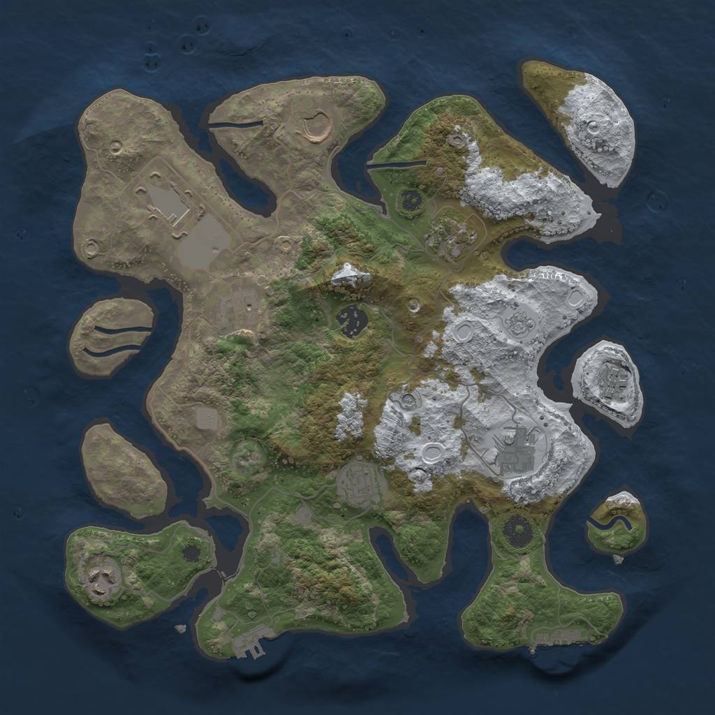Rust Map: Procedural Map, Size: 3500, Seed: 203344, 18 Monuments