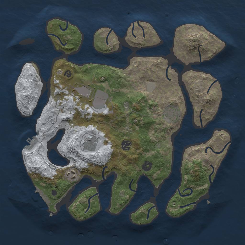 Rust Map: Procedural Map, Size: 3500, Seed: 3058285, 14 Monuments