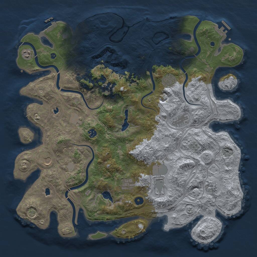 Rust Map: Procedural Map, Size: 4500, Seed: 4610388, 16 Monuments