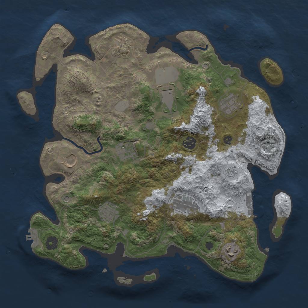 Rust Map: Procedural Map, Size: 3500, Seed: 3219046, 18 Monuments