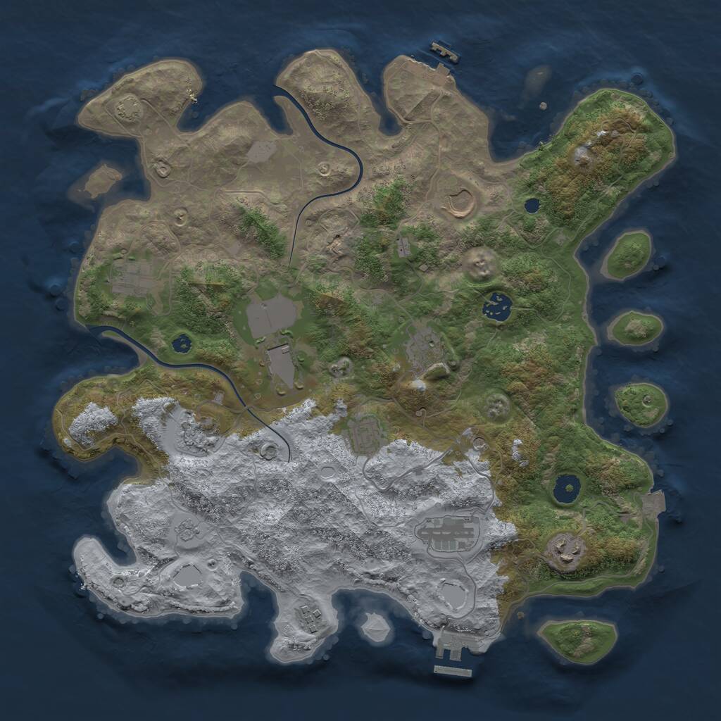 Rust Map: Procedural Map, Size: 3850, Seed: 938964996, 16 Monuments
