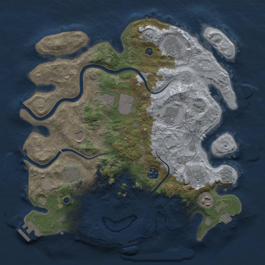 Rust Map: Procedural Map, Size: 3500, Seed: 4354211, 15 Monuments