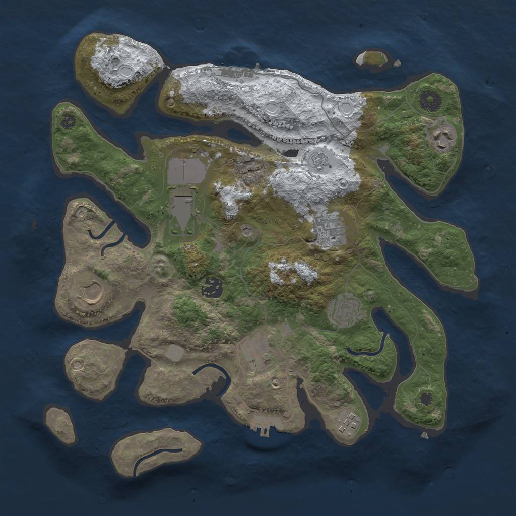 Rust Map: Procedural Map, Size: 3500, Seed: 738080, 17 Monuments