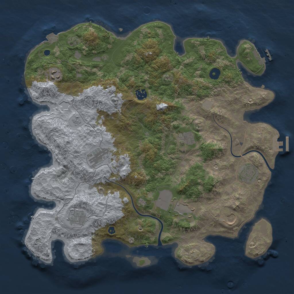 Rust Map: Procedural Map, Size: 3950, Seed: 256471903, 14 Monuments