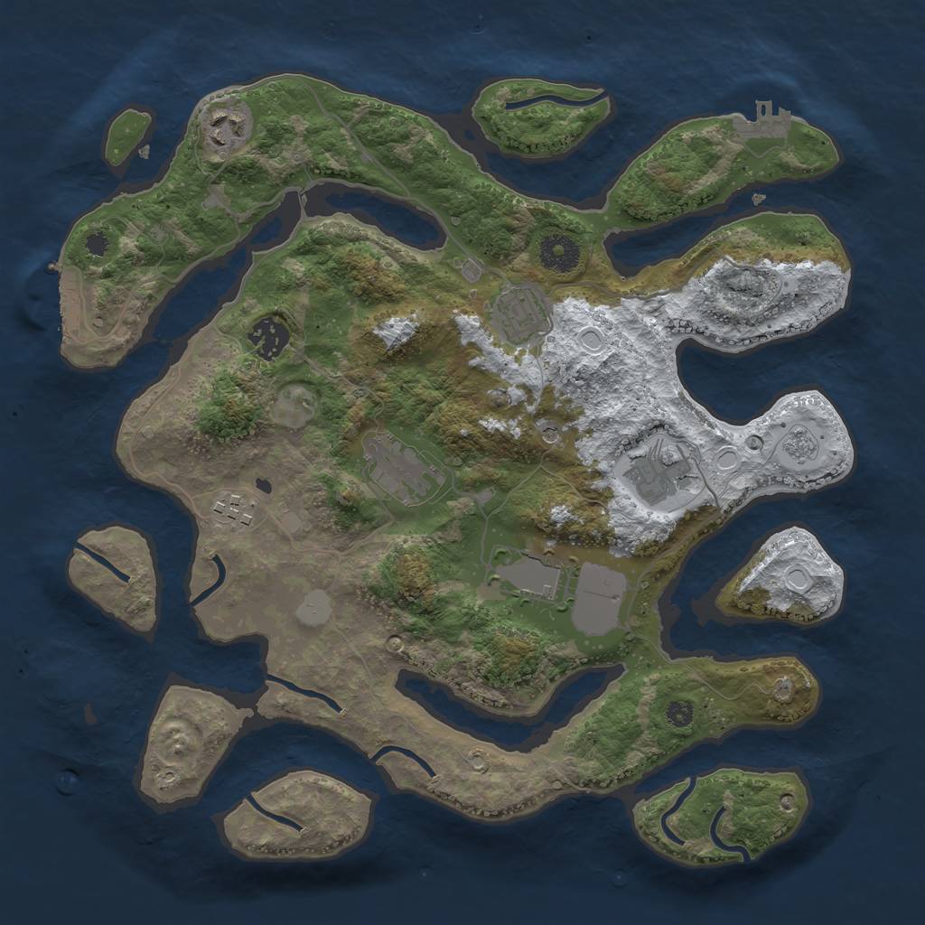 Rust Map: Procedural Map, Size: 3500, Seed: 356339, 16 Monuments